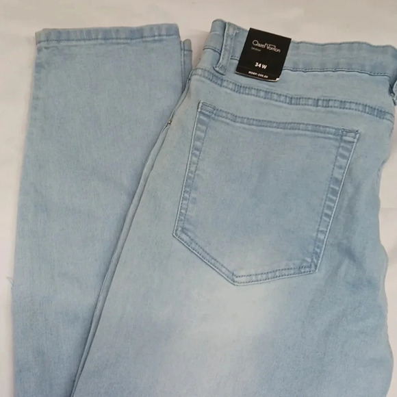 NWT Qazel Vorrlon Men's Blue Skinny Jeans Stretch Washed Slim Fit Pencil Pants - Picture 5 of 7